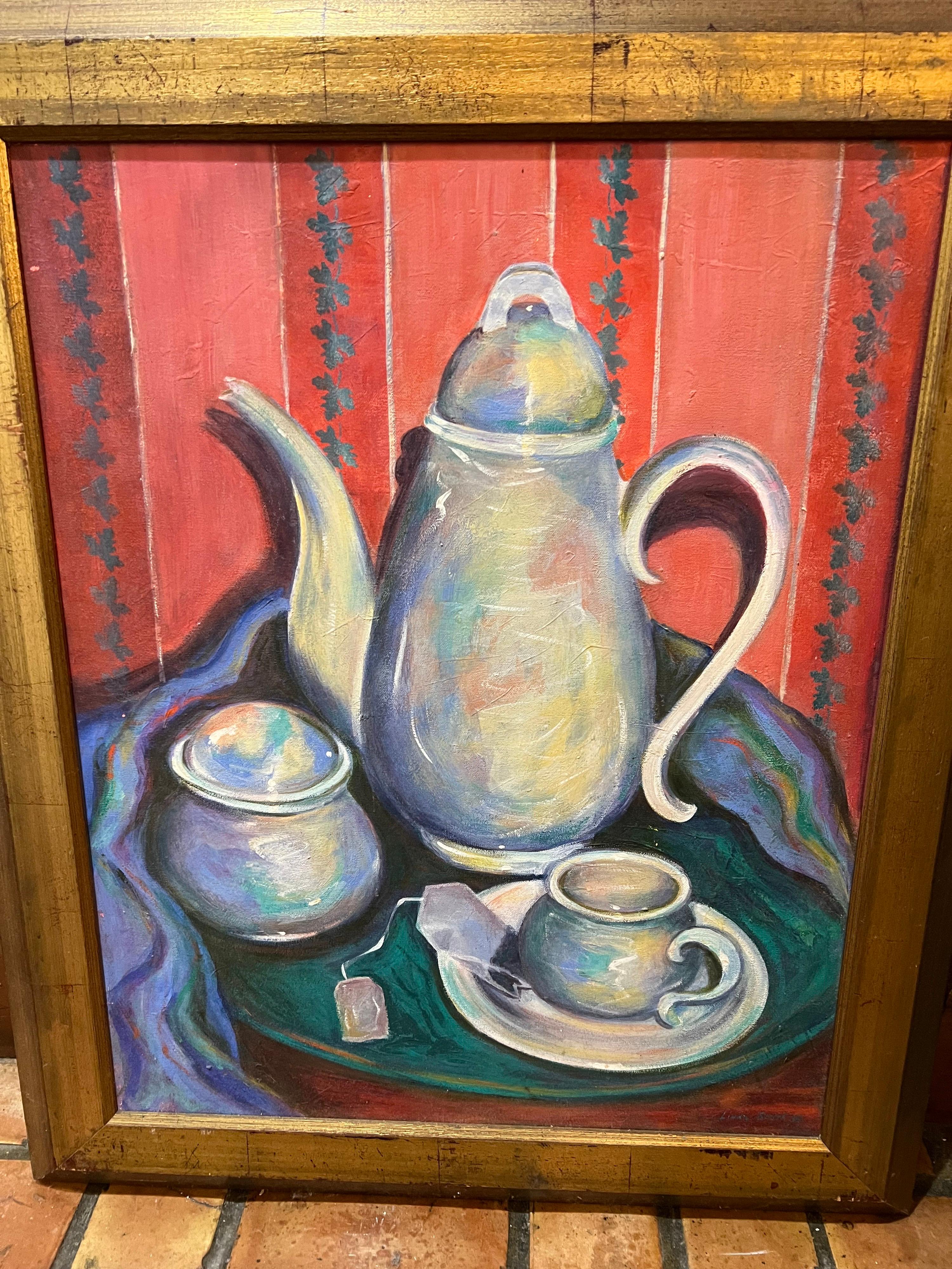 Toile Peinture de thé signée par Linda Smith en vente