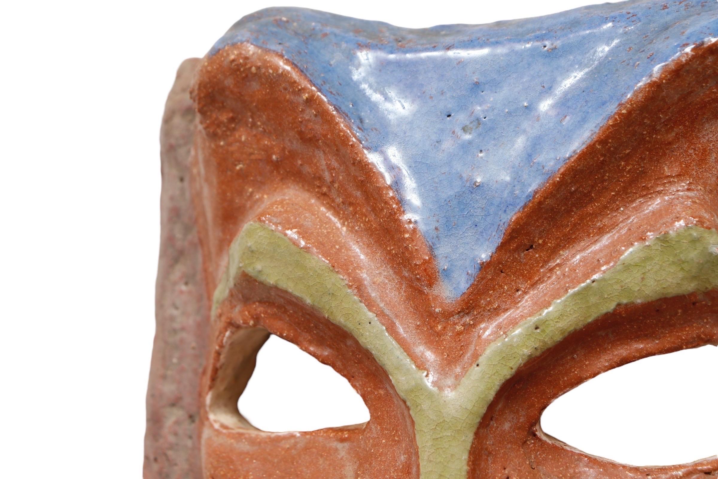 Folk Art Signed Terracotta “Greek Theater” Mask For Sale