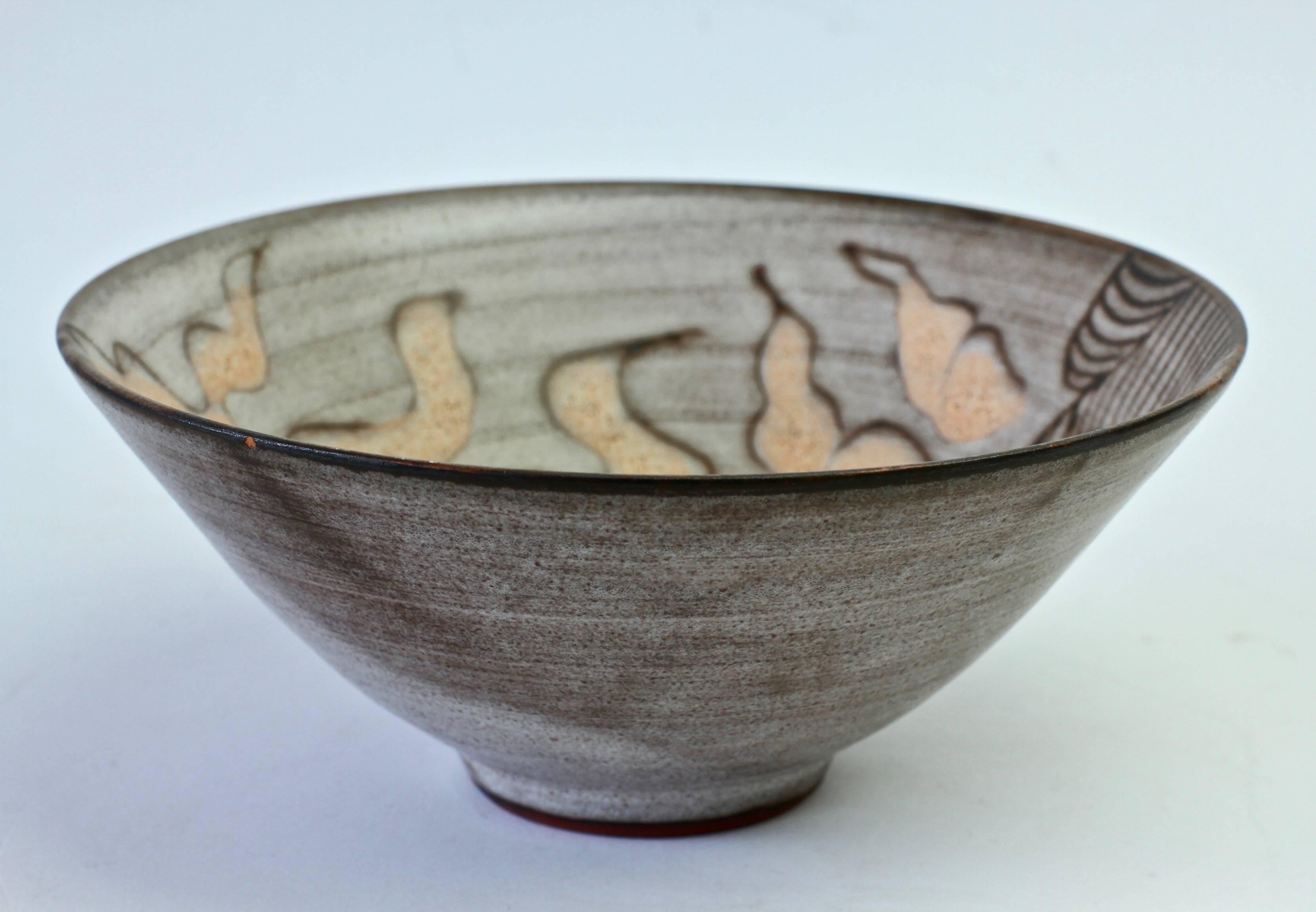 Signed Tessa Fuchs Vintage British Art Studio Pottery Bowl or Dish, circa 1980s For Sale 6