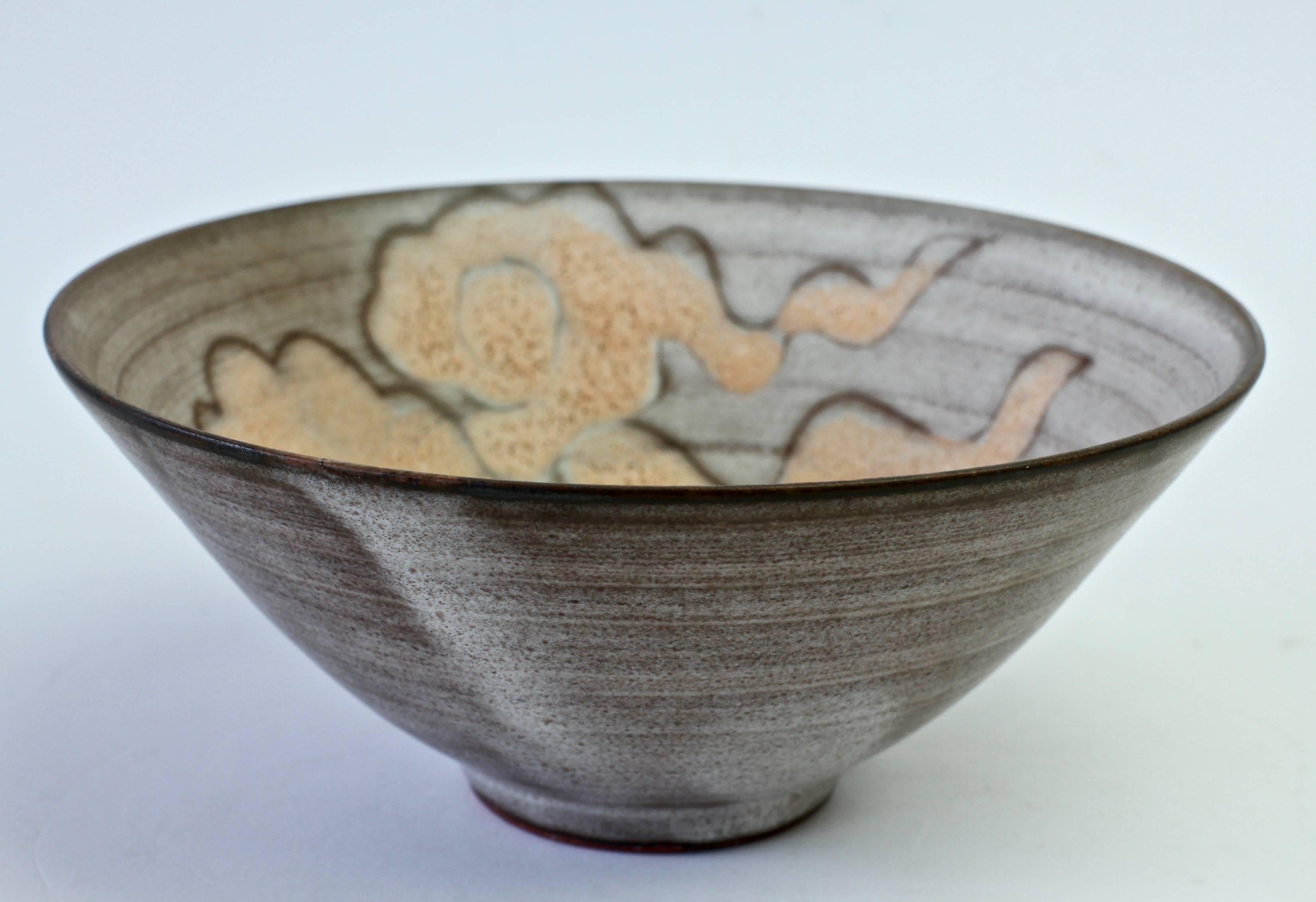 Signed Tessa Fuchs Vintage British Art Studio Pottery Bowl or Dish, circa 1980s For Sale 8