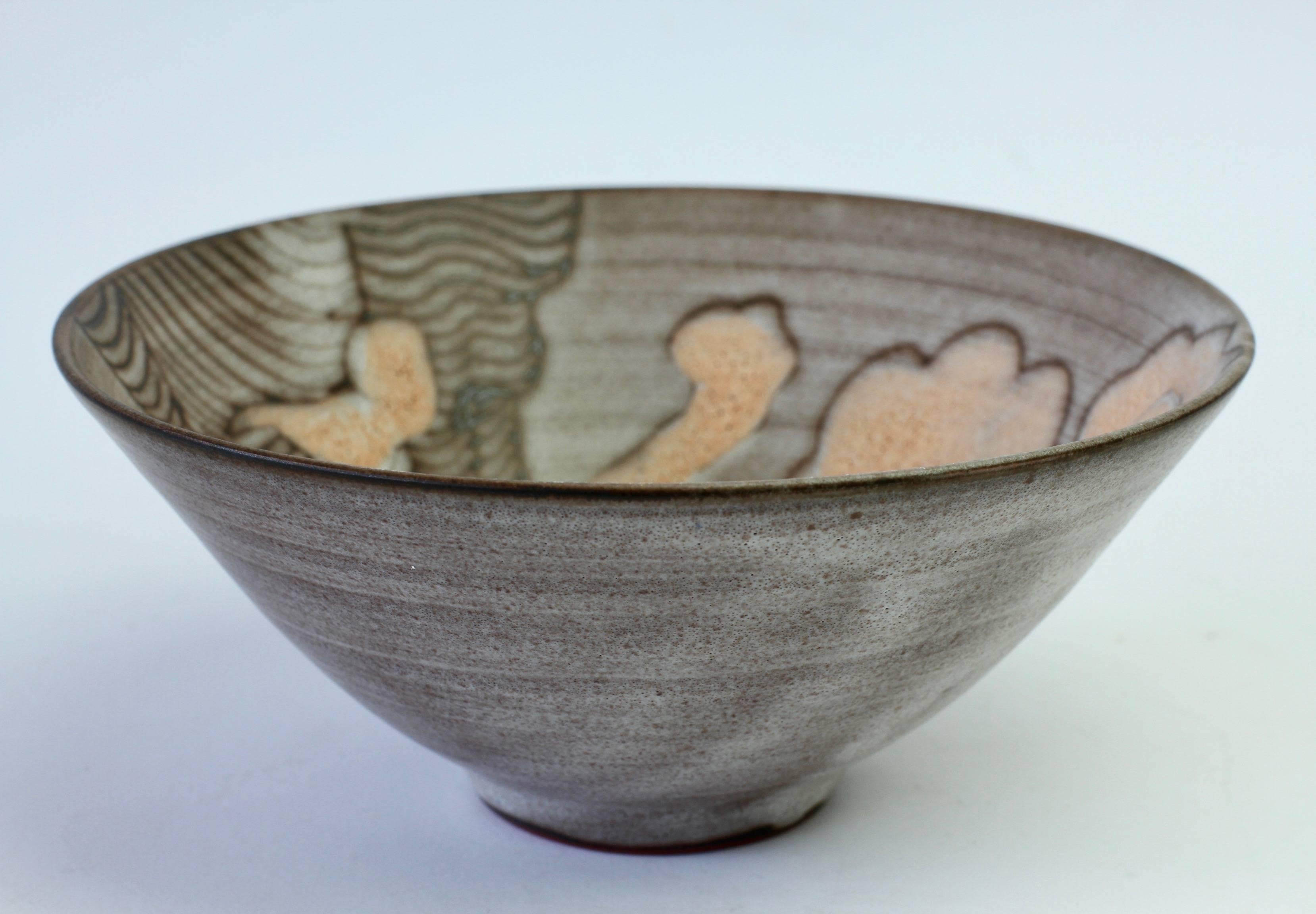 Signed Tessa Fuchs Vintage British Art Studio Pottery Bowl or Dish, circa 1980s For Sale 10