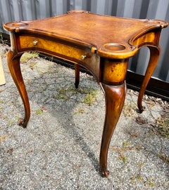 Signed Theodore Alexander Game Table with Scalloped Edges