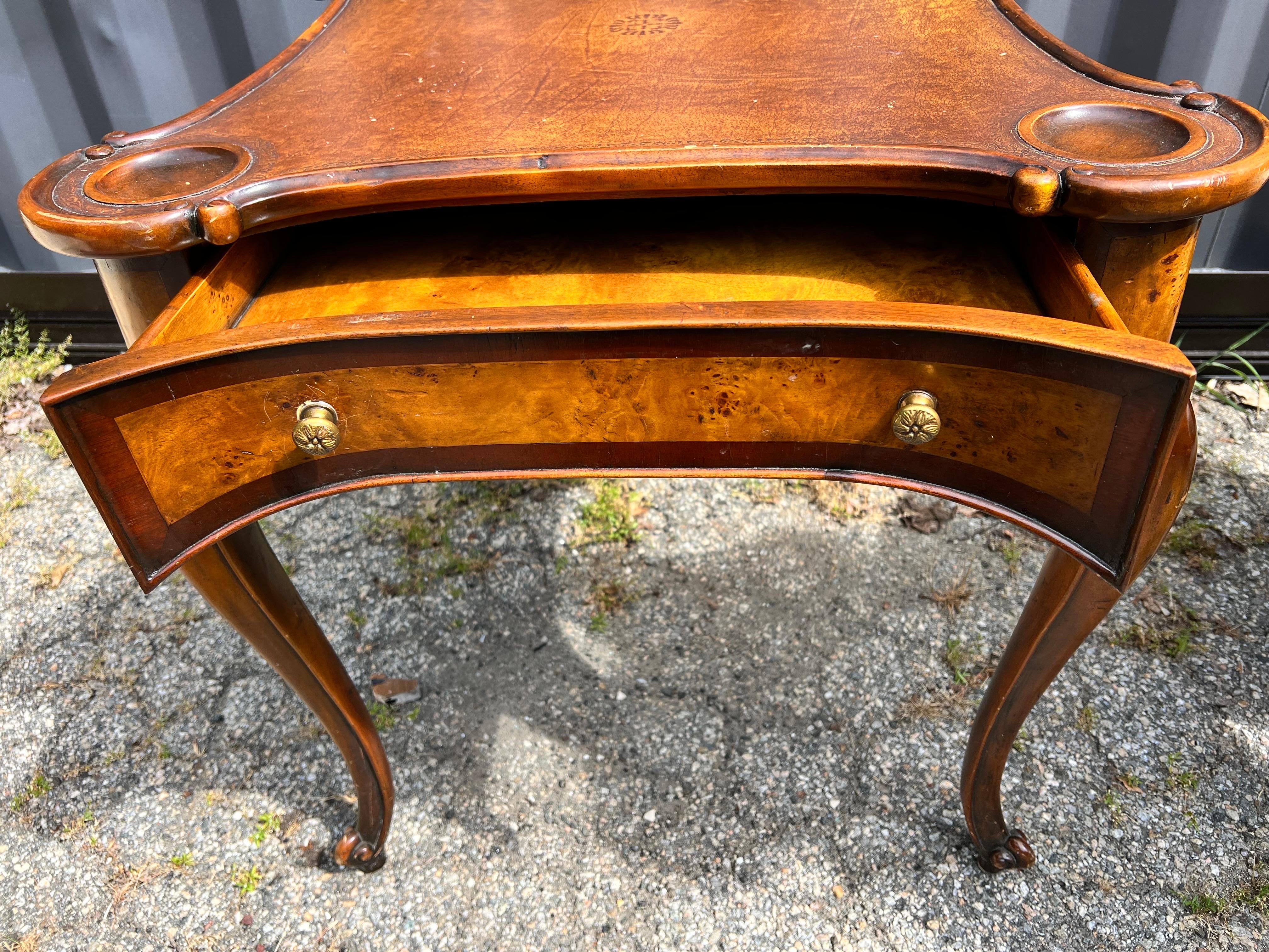 Vietnamese Signed Theodore Alexander Game Table with Scalloped Edges