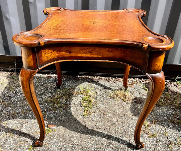 Signed Theodore Alexander Game Table with Scalloped Edges For Sale at