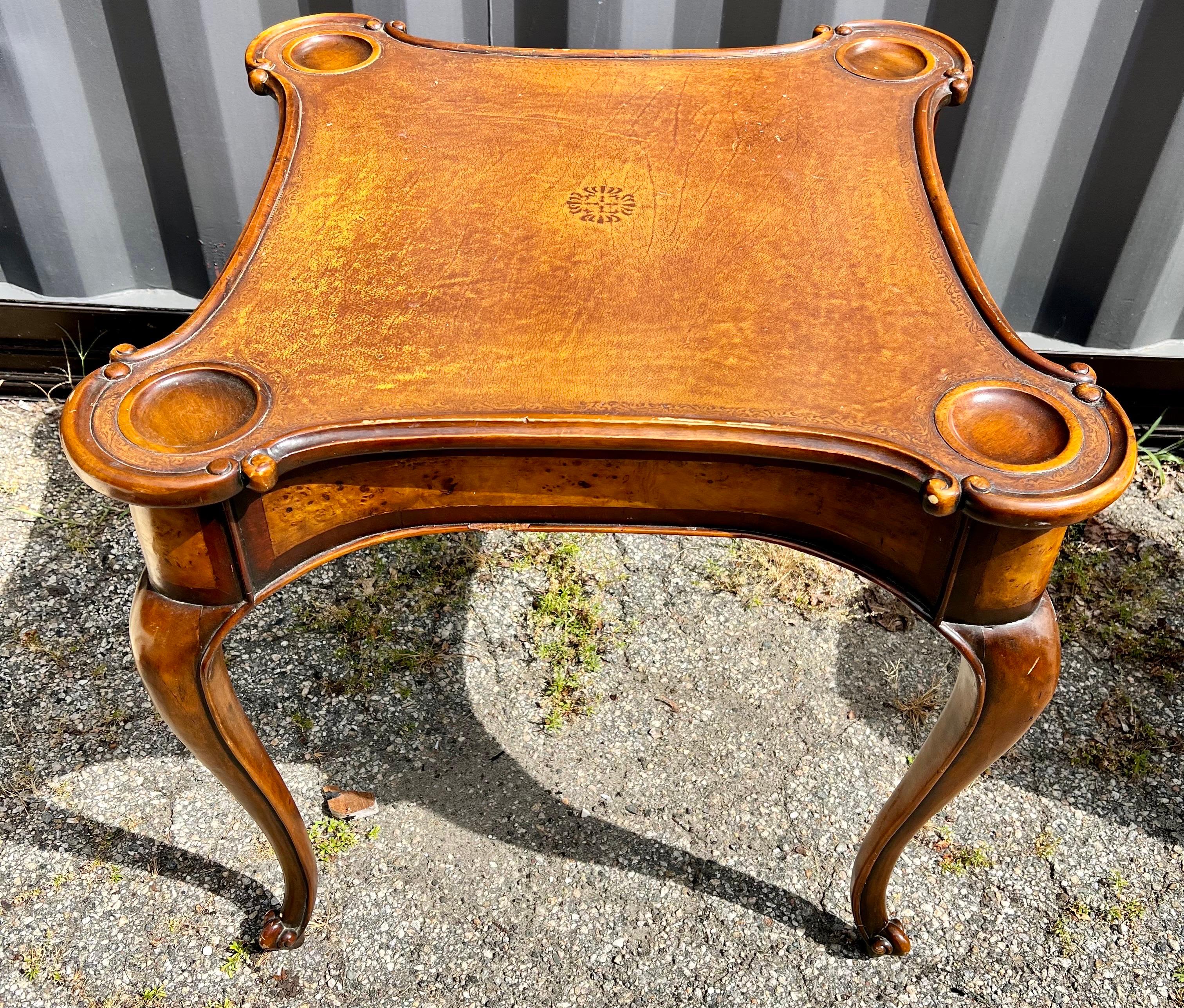 20th Century Signed Theodore Alexander Game Table with Scalloped Edges