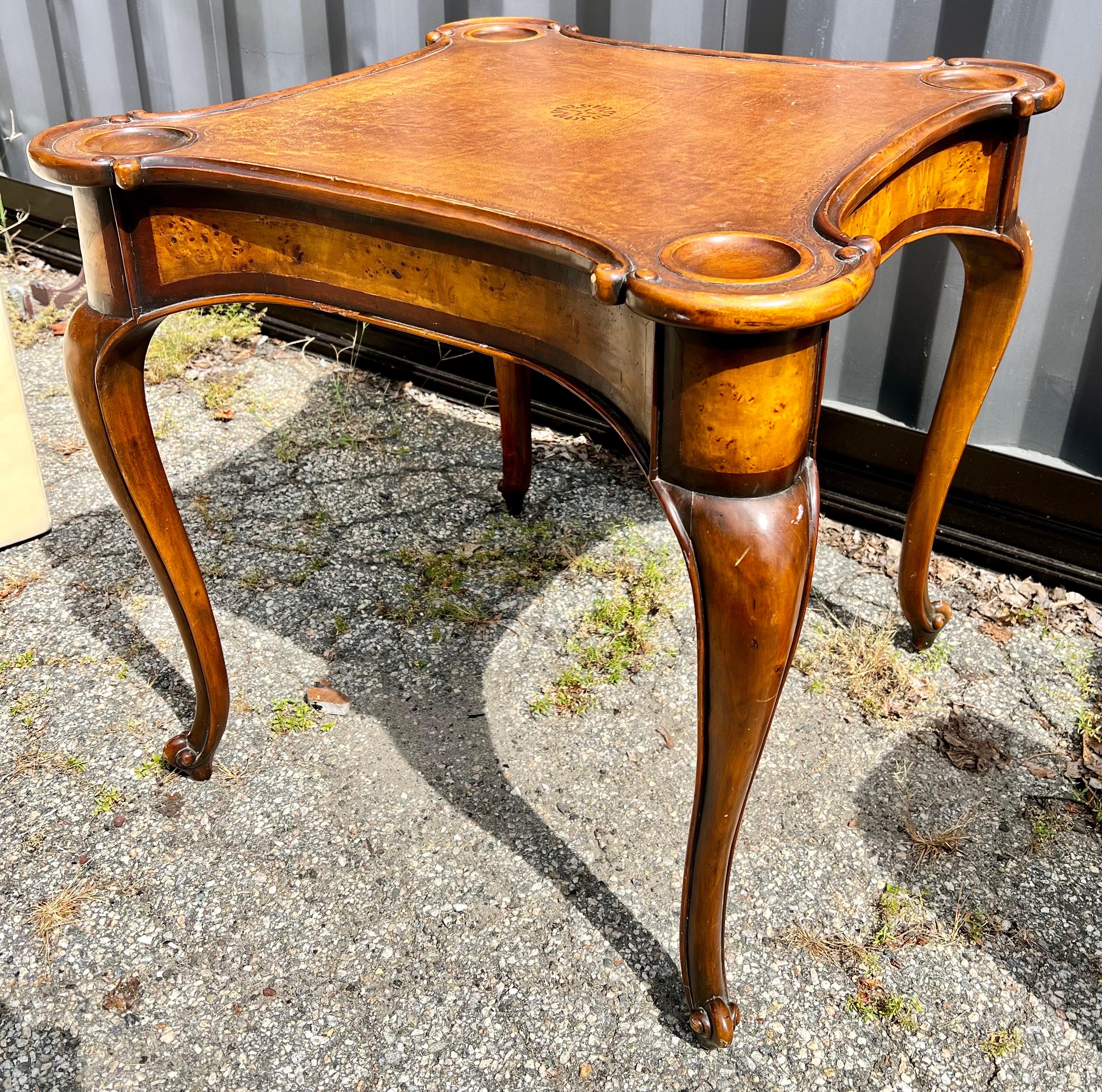 Mahogany Signed Theodore Alexander Game Table with Scalloped Edges