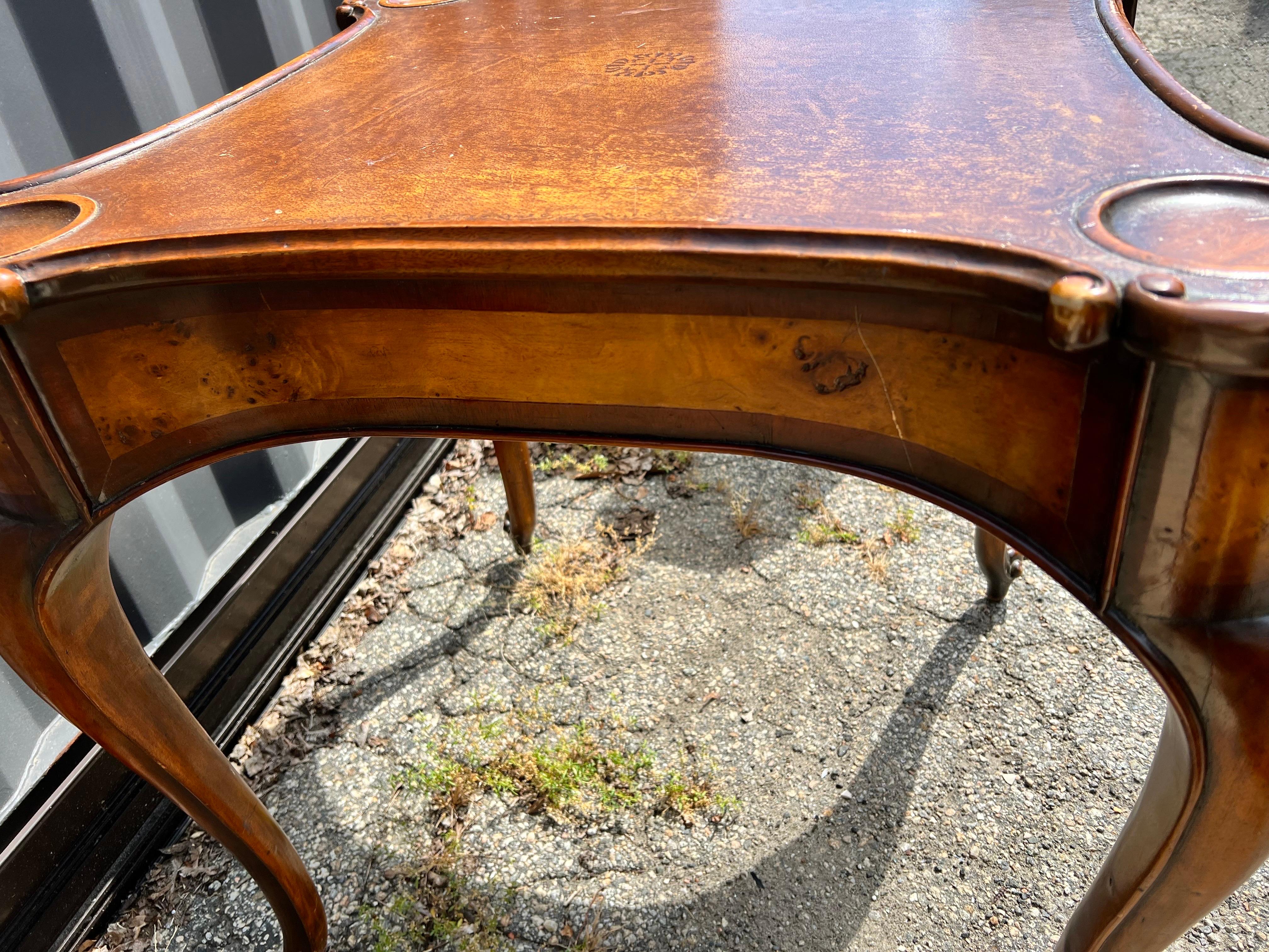 Signed Theodore Alexander Game Table with Scalloped Edges 2