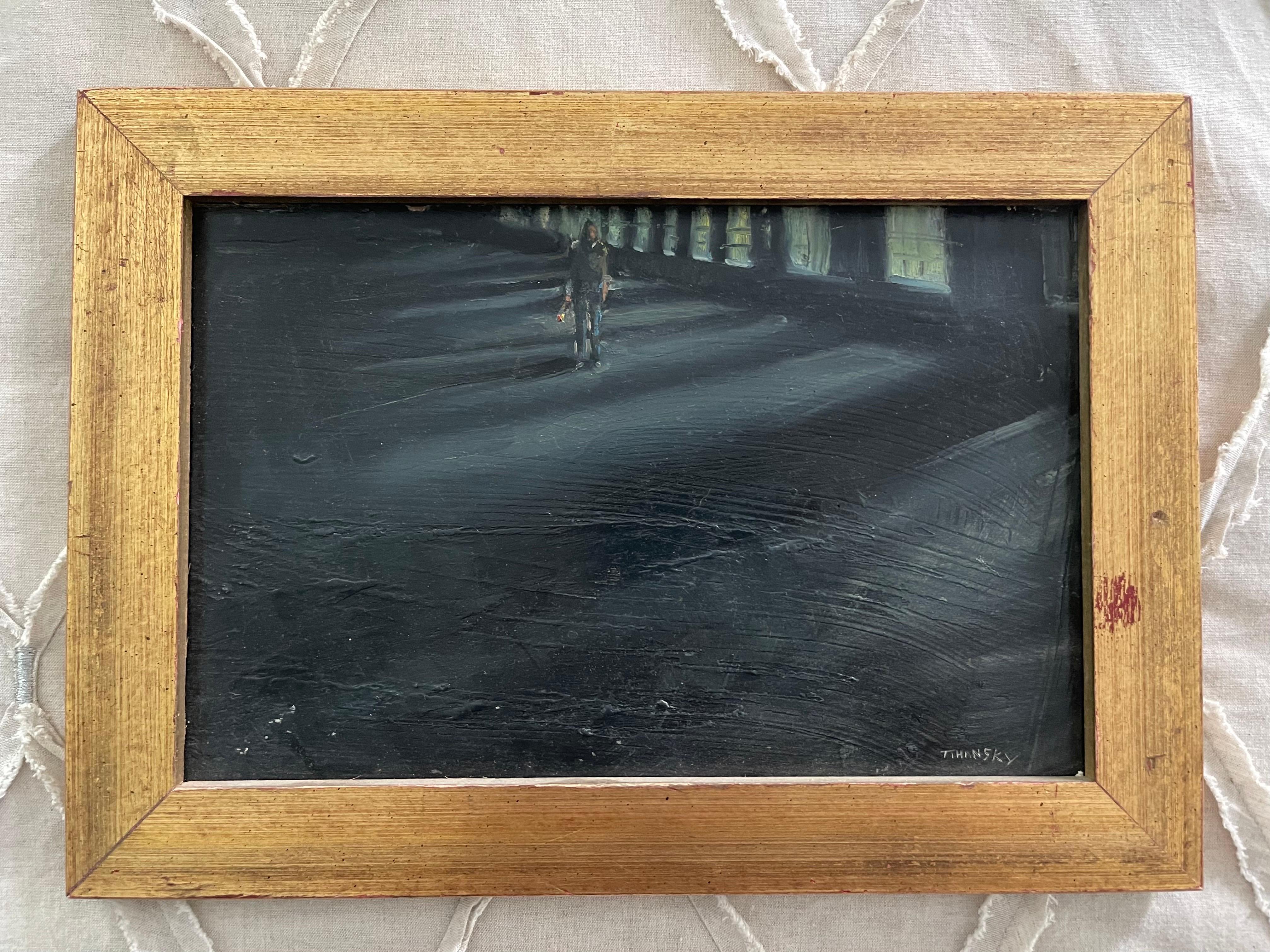 Rare Theodore Tihansky signed original oil painting which turns out to be a self-portrait. It is signed at bottom and has note on verso as well.