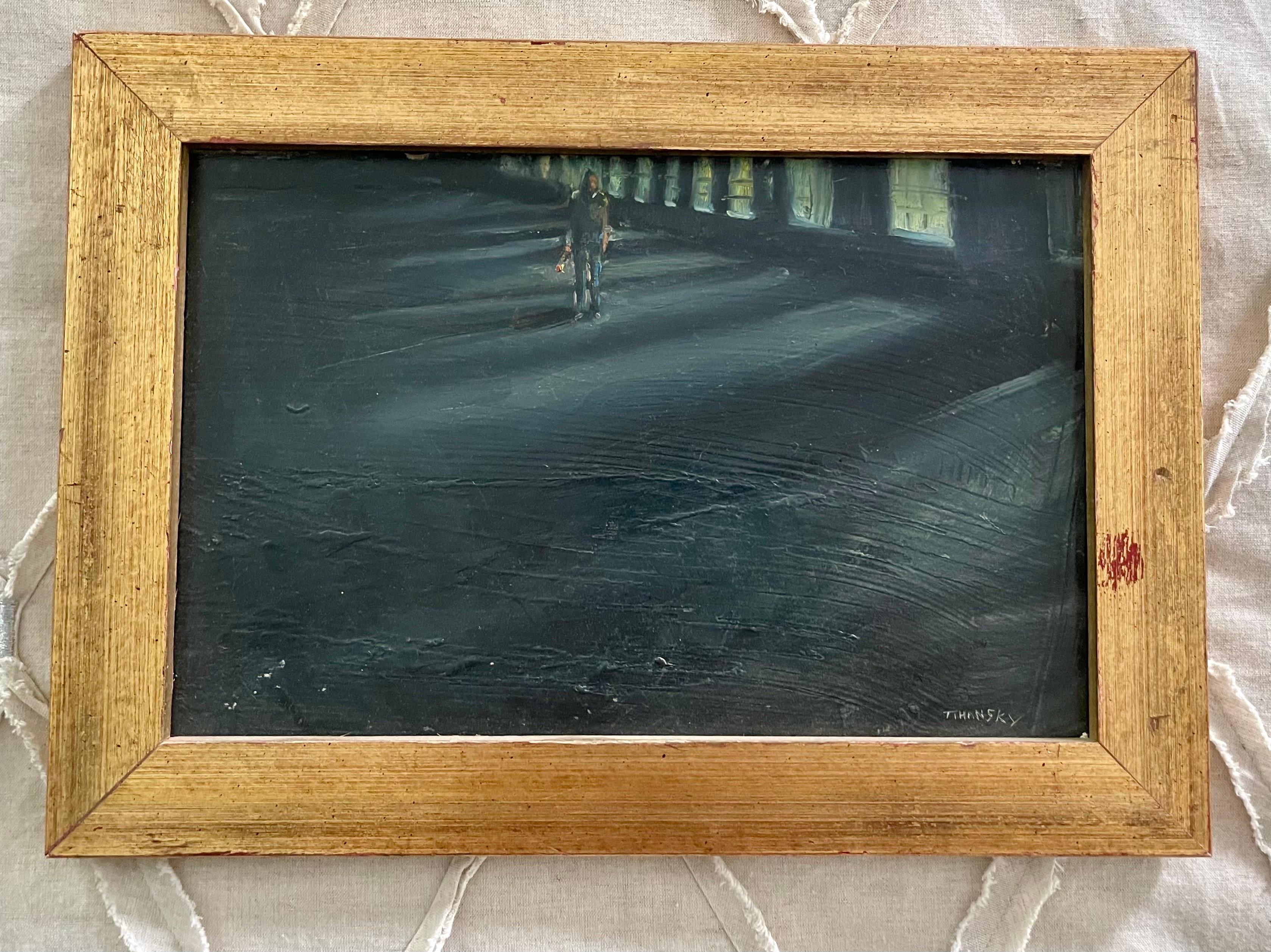 American Signed Theodore Tihansky Oil Painting Rare Self Portrait