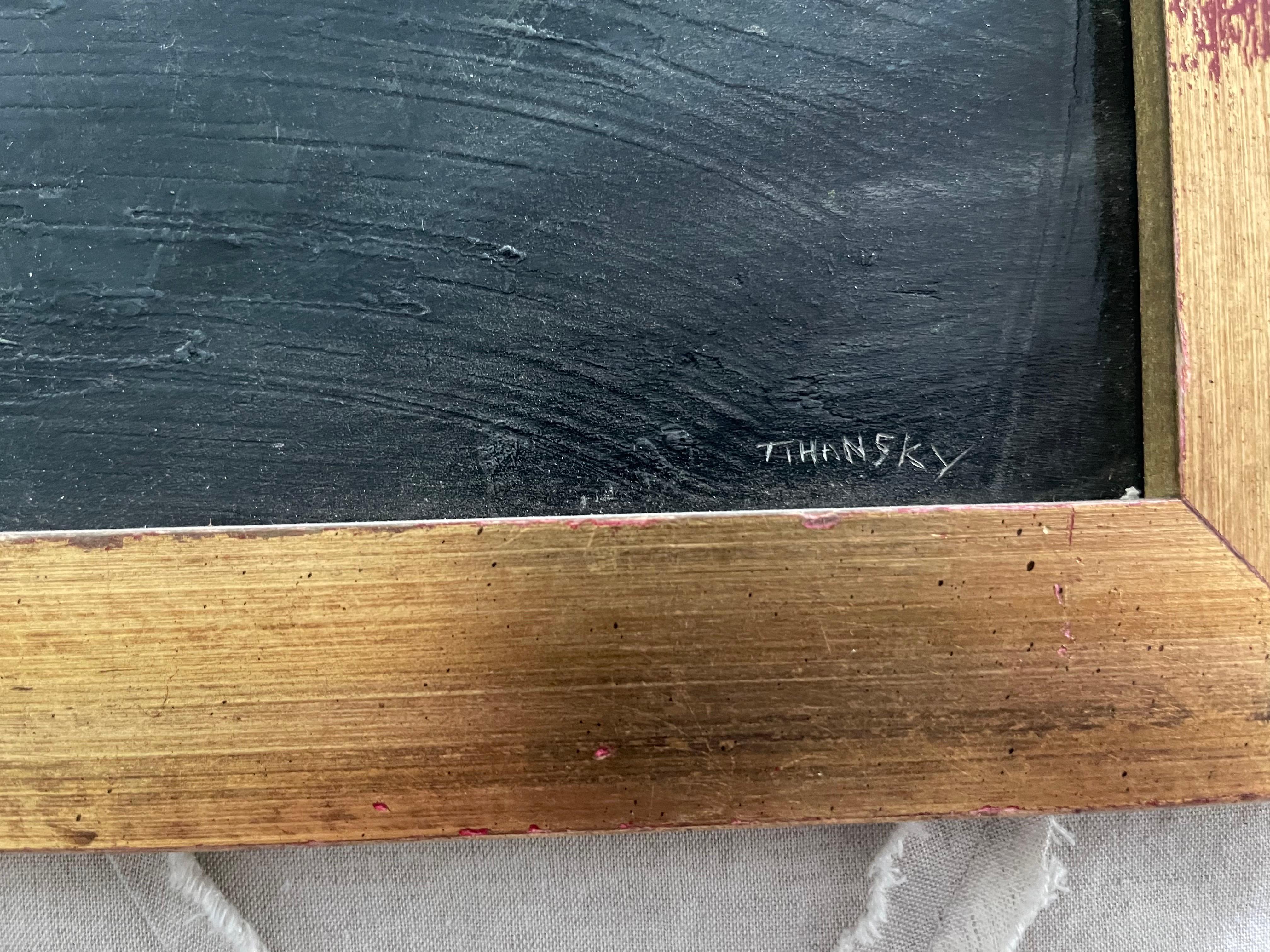 Wood Signed Theodore Tihansky Oil Painting Rare Self Portrait
