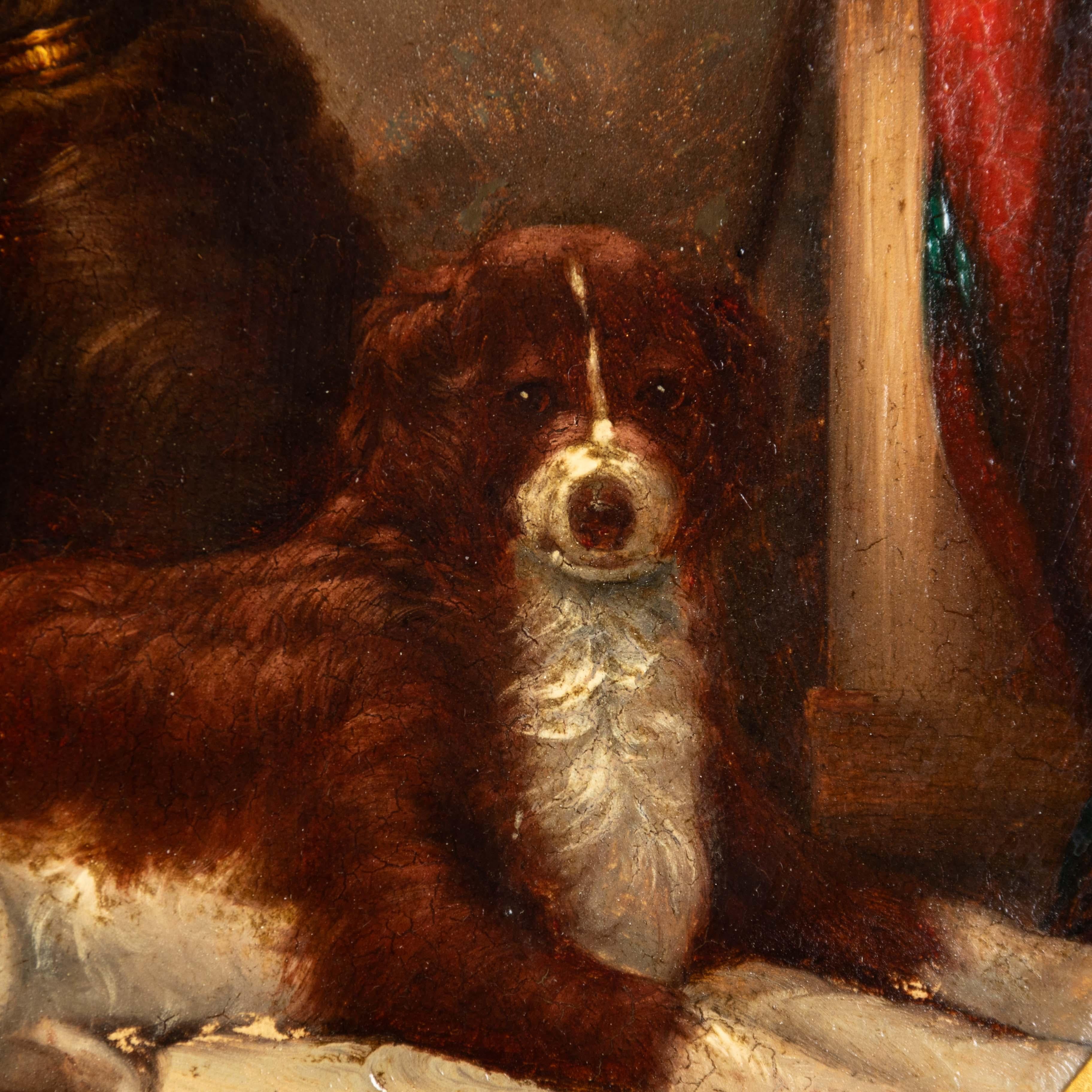 19th Century Signed Thomas Smythe (1825-1906) Two Dogs English Oil Painting
