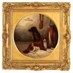 Antique Signed Thomas Smythe (1825-1906) Two Dogs English Oil Painting