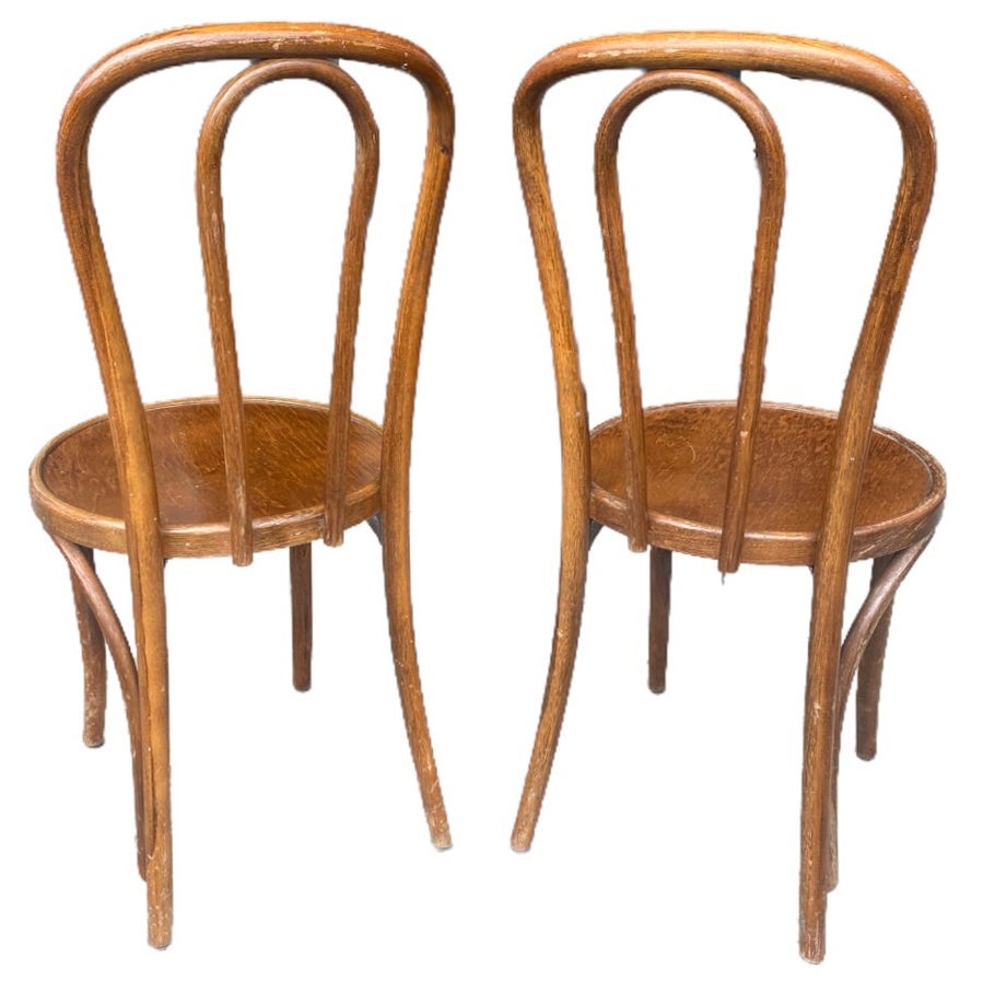 Signed Thonet Bent Wood Bistro Dining Chairs