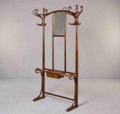 Signed Thonet Bentwood Hall Tree with Mirror