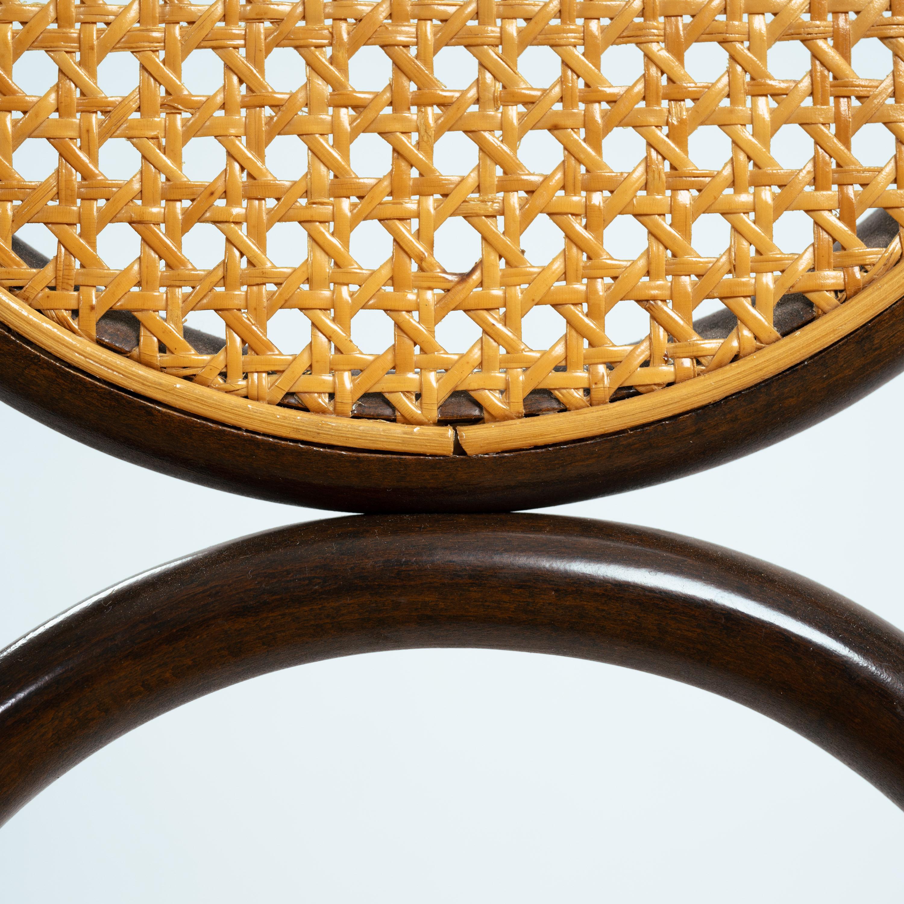 signed Thonet highback webbing bentwood bench 207 Long John, 1970s For Sale 4