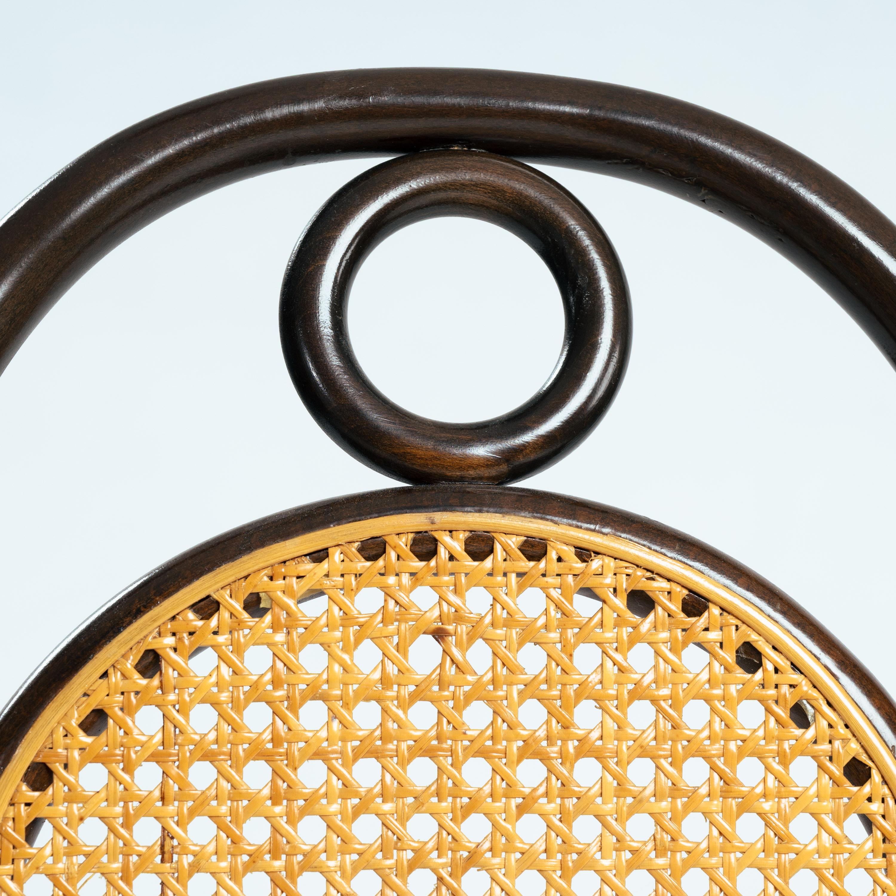 signed Thonet highback webbing bentwood bench 207 Long John, 1970s For Sale 6