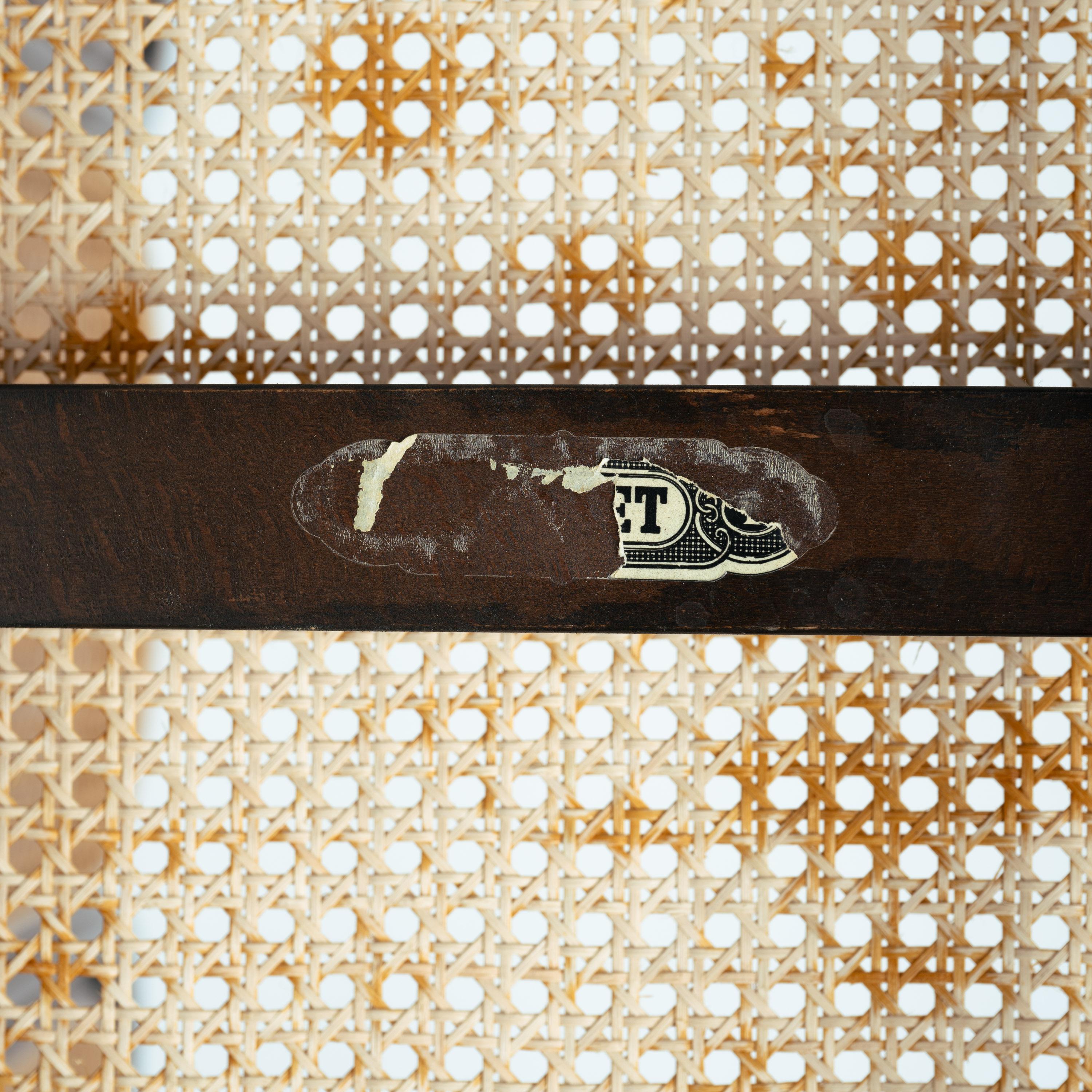 signed Thonet highback webbing bentwood bench 207 Long John, 1970s For Sale 11