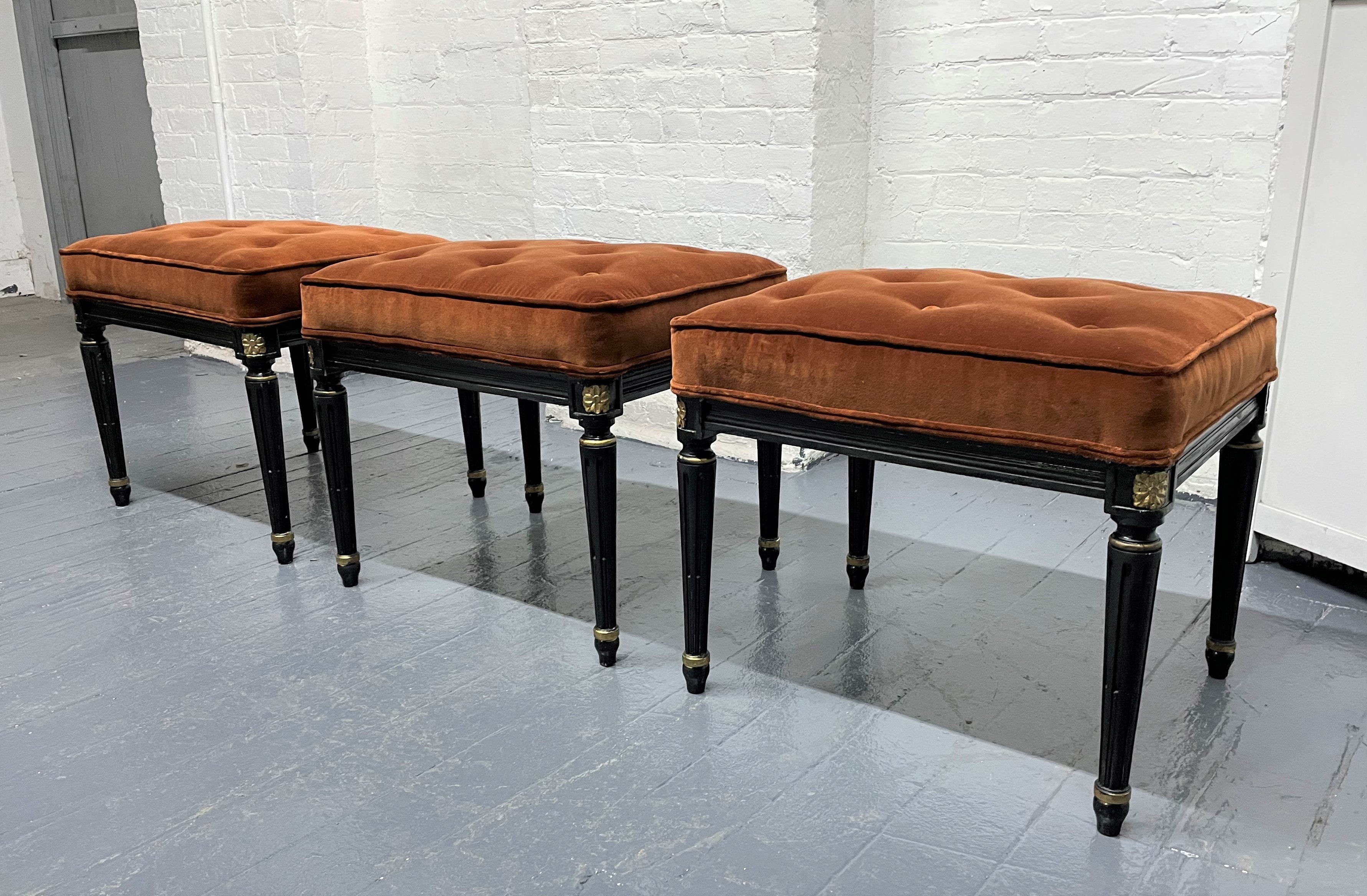 Directoire Signed, Three Maison Jansen Tufted Benches For Sale