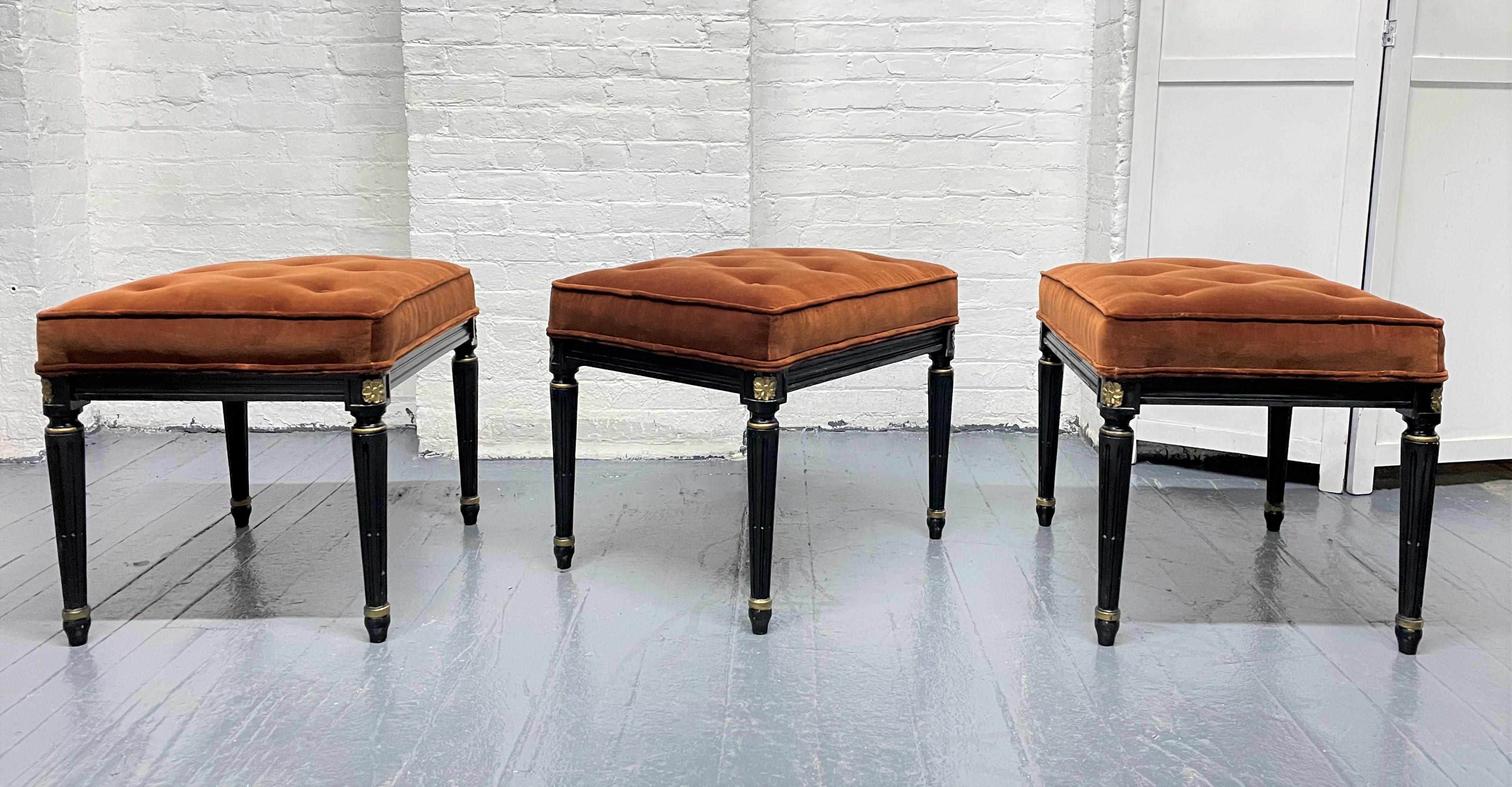 French Signed, Three Maison Jansen Tufted Benches For Sale