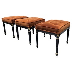 Signed, Three Maison Jansen Tufted Benches