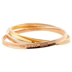 Signed Tiffany & Co 1837 Three Tone Interlock Bangle Bracelet