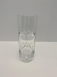 Signed Tiffany & Co. Hand-Cut Crystal Vase, Modern Decorative Glass, 8" H