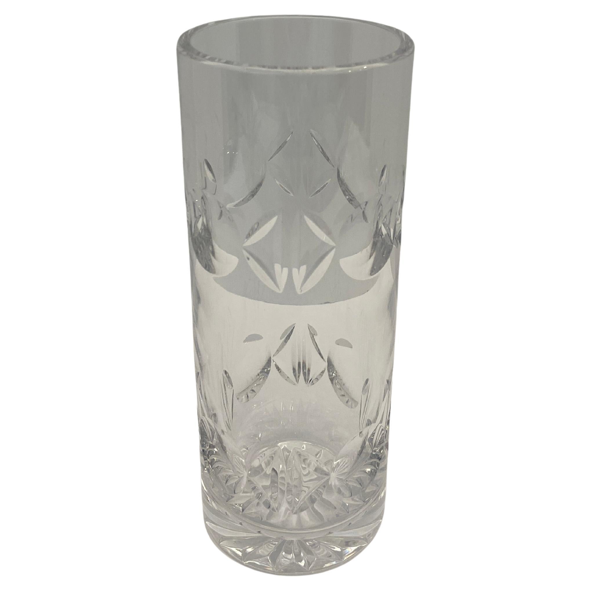 Tiffany & Co. Hand-Cut Crystal Vase, Modern Decorative Glass, 8" H