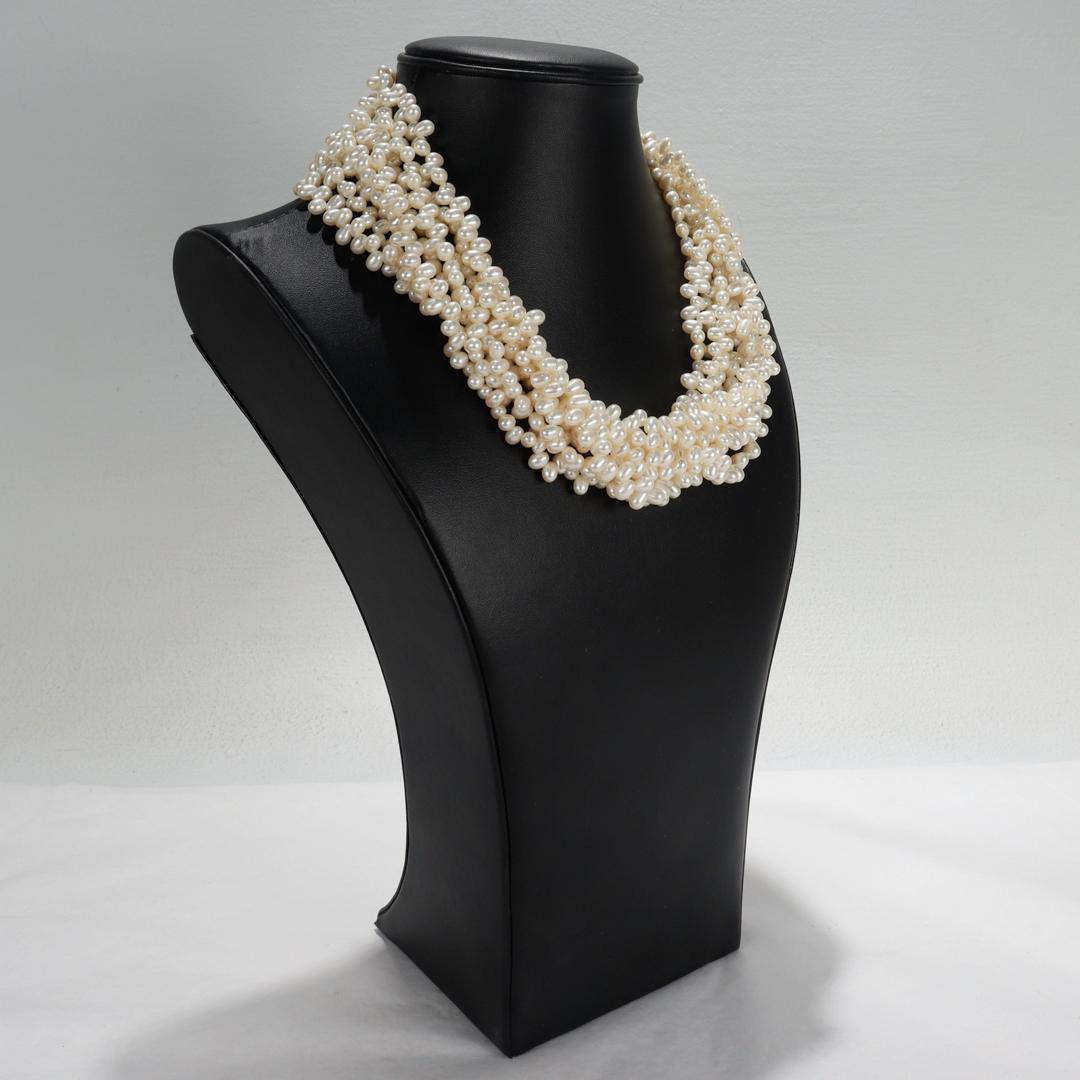 Signed Tiffany & Co. Paloma Picasso 18k Gold & Cultured Pearl Torsade Necklace In Good Condition In Philadelphia, PA