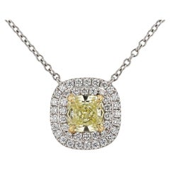 Signed Tiffany & Co. Soleste Fancy Intense Yellow Diamond Pendant Necklace