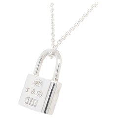 Signed Tiffany & Co. Sterling Silver Padlock Pendant Necklace