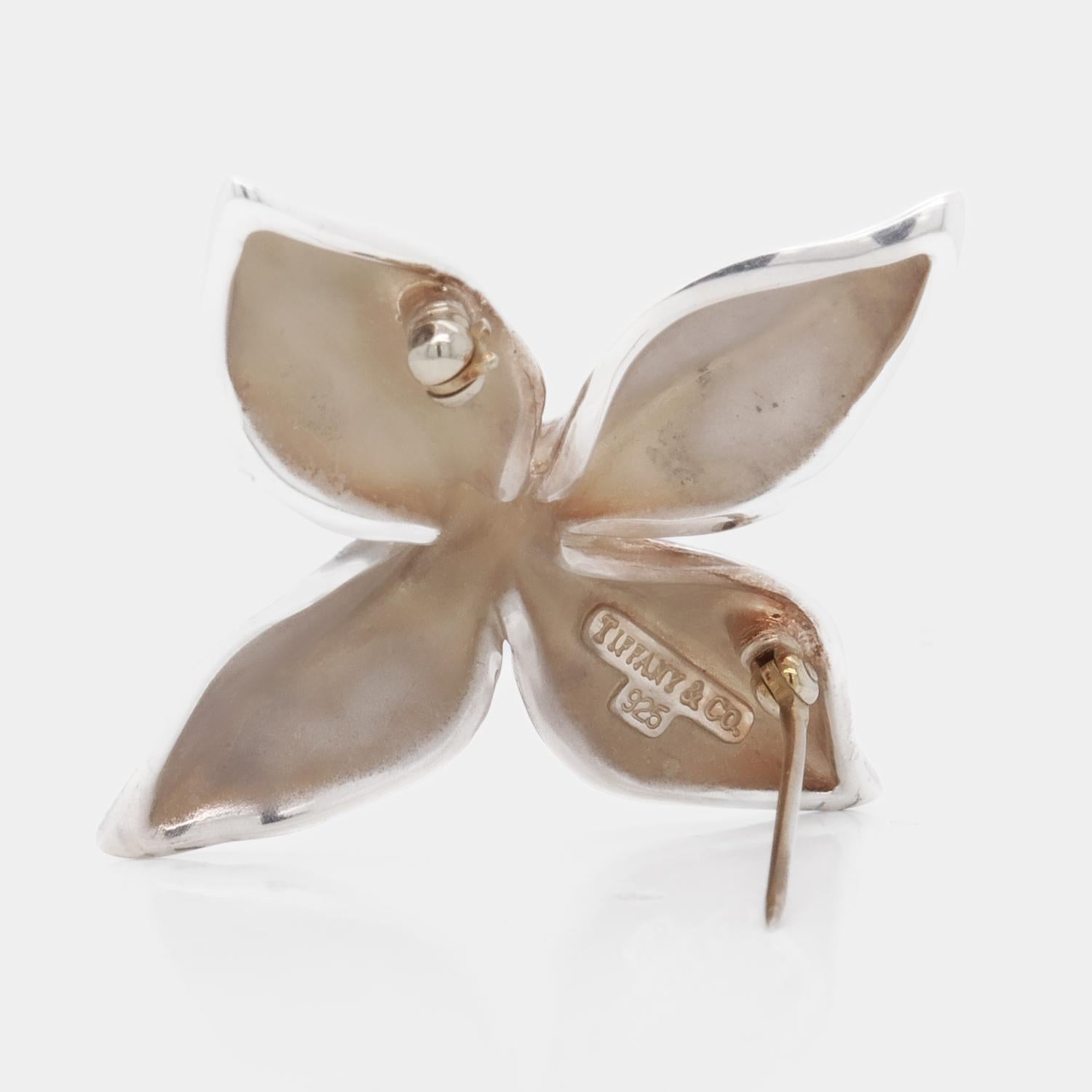 Signed Tiffany & Co. Sterling Silver Poinsetta Flower Brooch or Pin 7