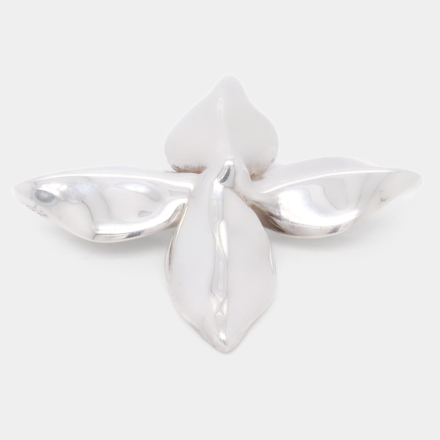 Signed Tiffany & Co. Sterling Silver Poinsetta Flower Brooch or Pin 1