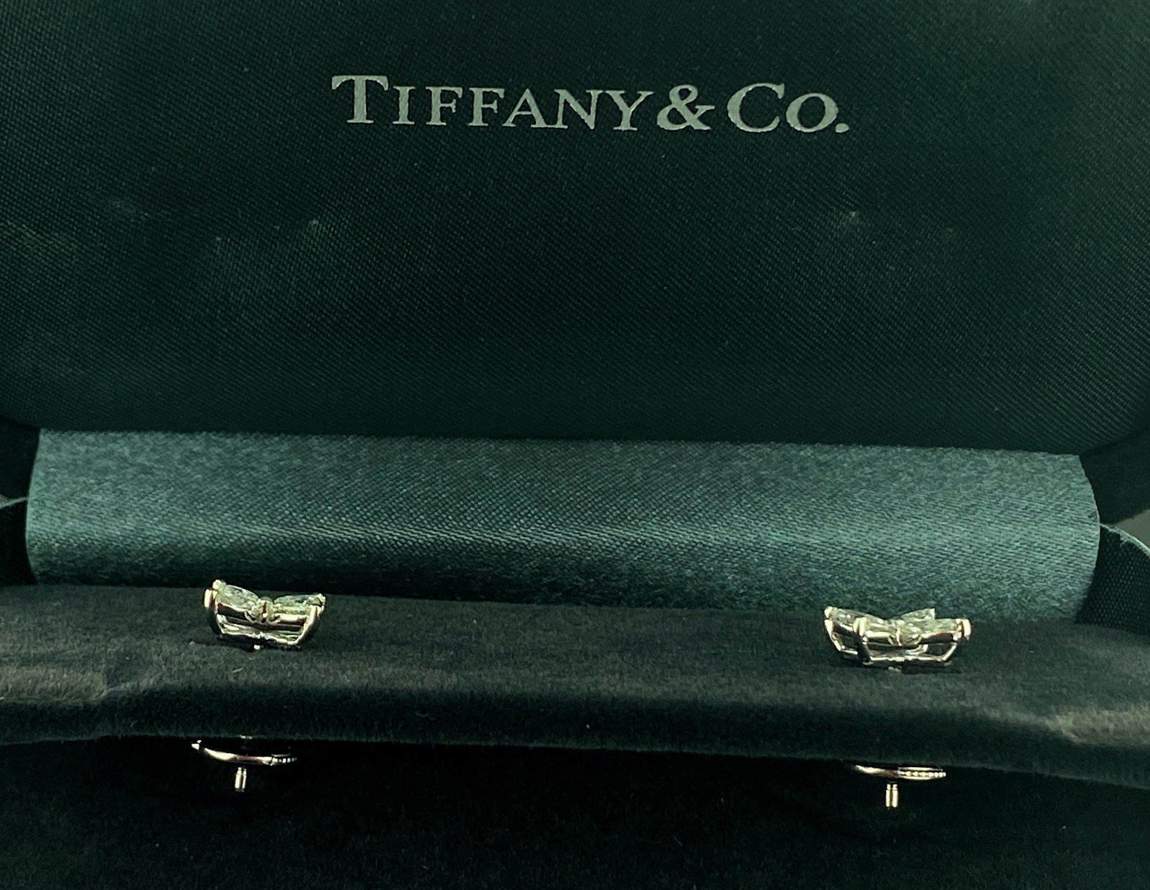 Set in Platinum, these signed Tiffany & Co. earrings from the 