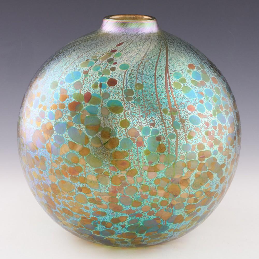 British Signed Timothy Harris Isle of Wight Summer Fruits Greenberry Ball Vase c2005