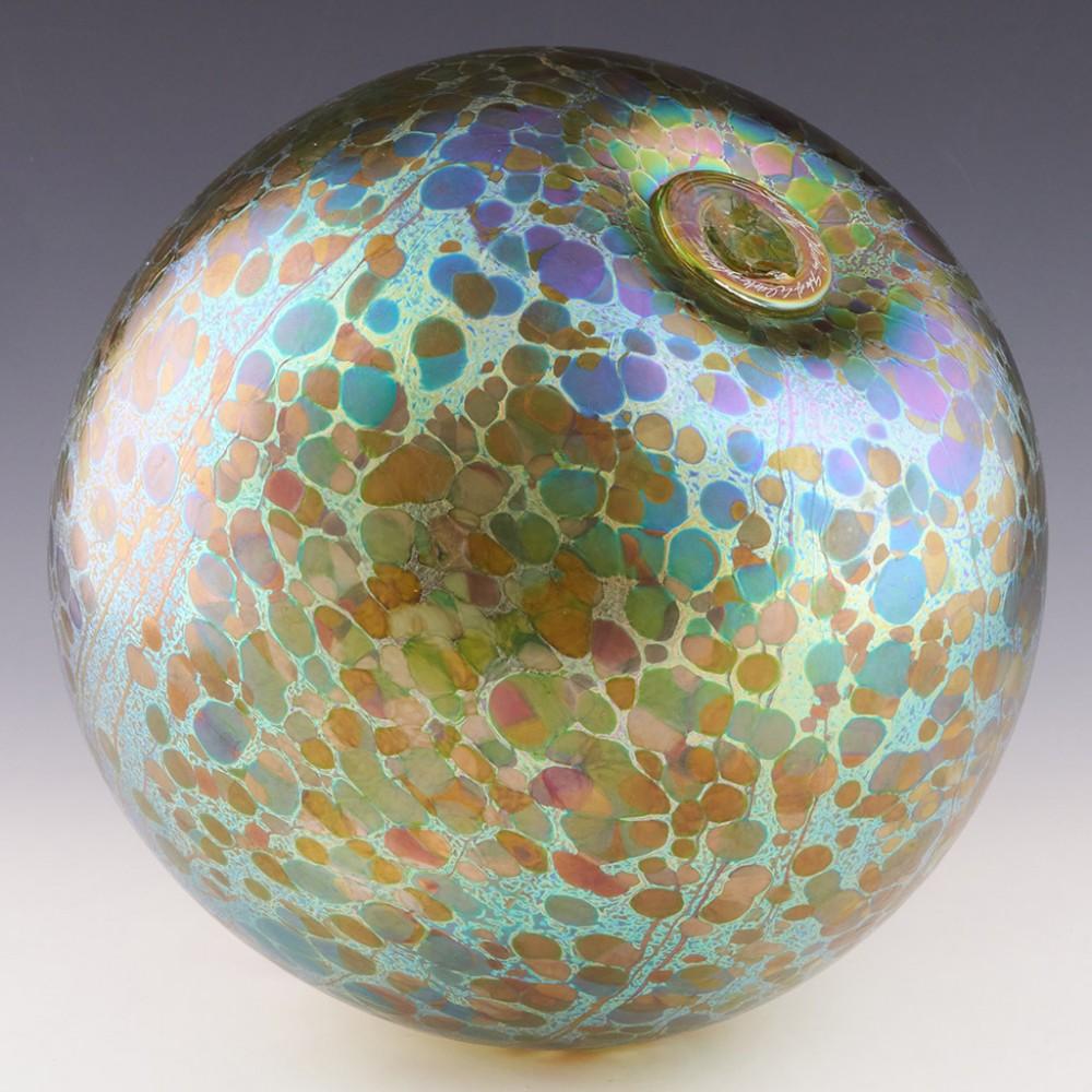 Contemporary Signed Timothy Harris Isle of Wight Summer Fruits Greenberry Ball Vase c2005