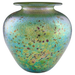 Signed Timothy Harris Isle of Wight Summer Fruits Greenberry Baluster Vase c2005