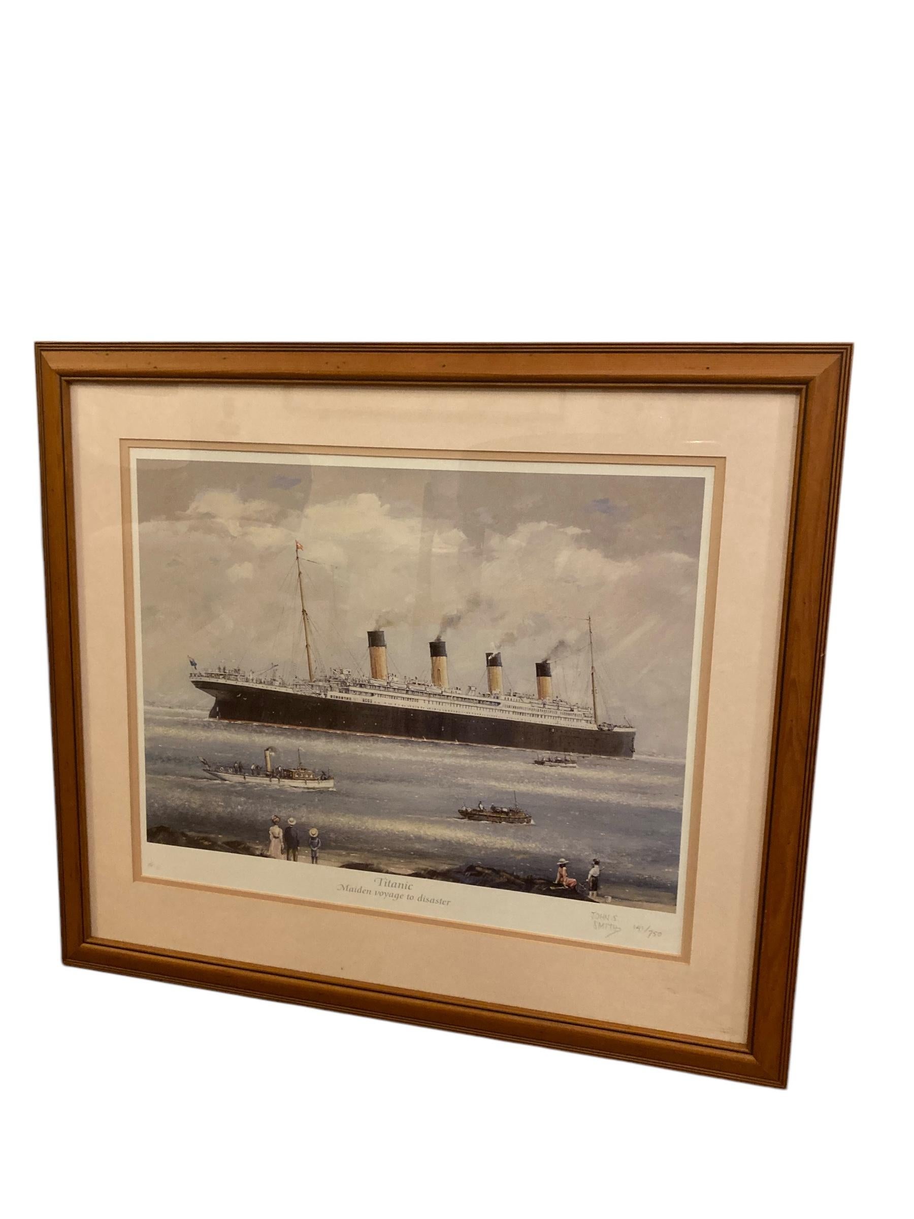 20th Century Signed Titanic Picture of The Maiden Voyage to Disaster by John Smith 141/750 For Sale