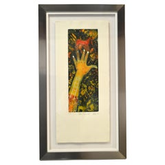 Signed & Titled Main Précieuse Chrome Framed French Artist Lithography Etching 