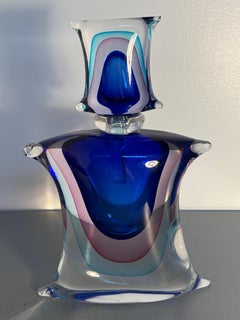 Signed Tommasi Murano Art Glass Bottle with Layered Color Stopper