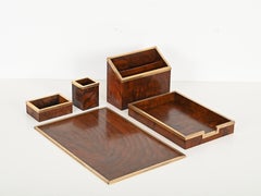 Signierter Tommaso Barbi Schreibtisch aus der Mitte des Jahrhunderts, 5 Stück, Italien, 1970er Jahre