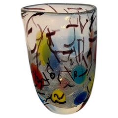 Jarrón de cristal de arte abstracto multicolor firmado por Toso Murano