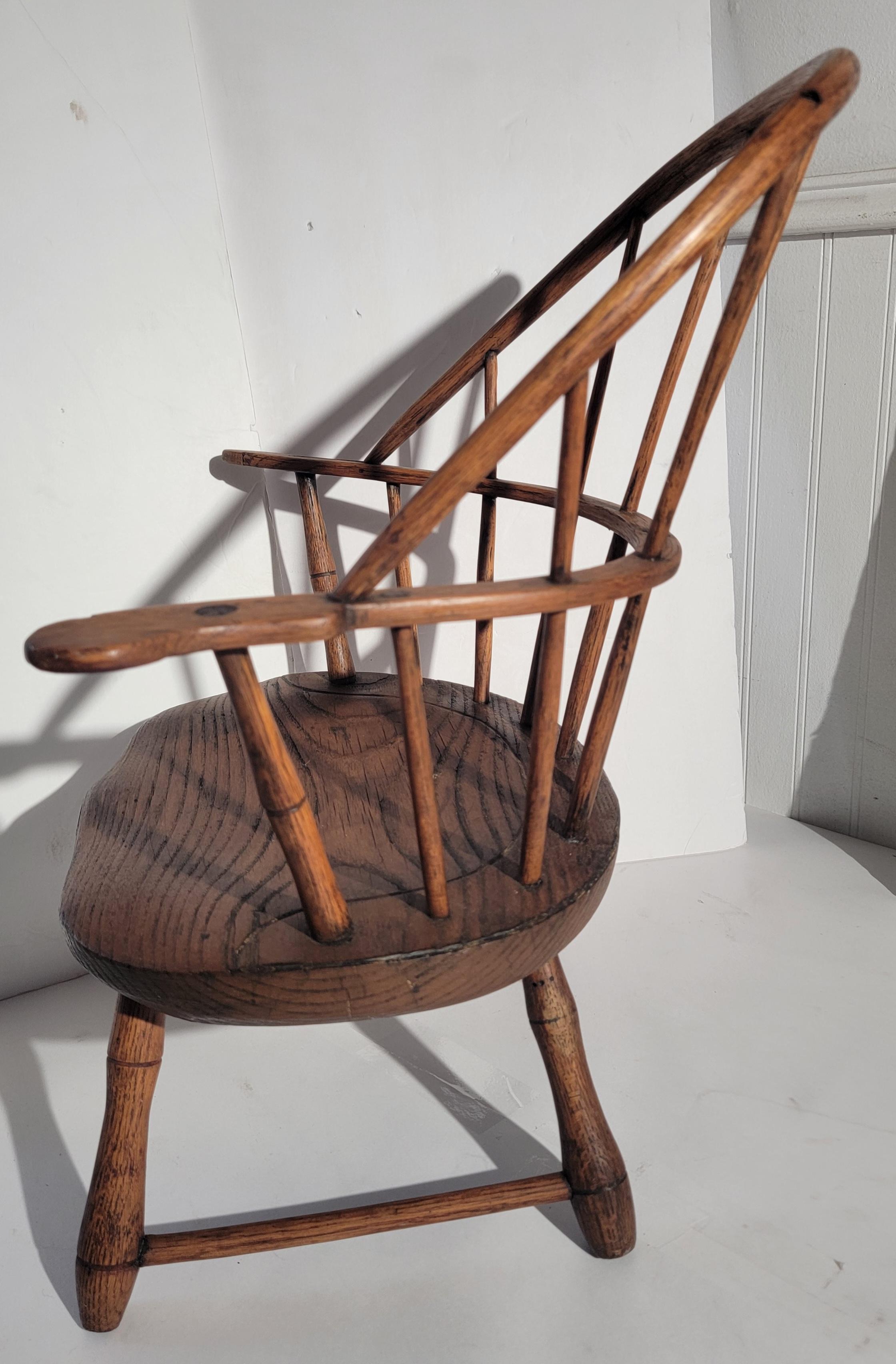 American Signed Tracy 19Thc Child's  Extended Arm Windsor Chair For Sale