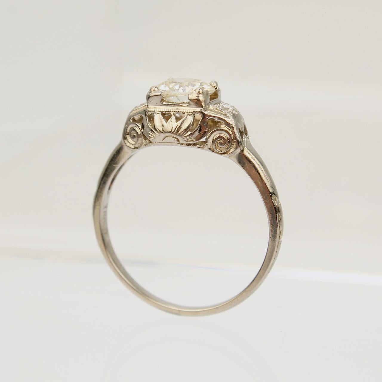 Traub Orange Blossom Art Deco 18 Karat Gold & Diamond Engagement Ring 2