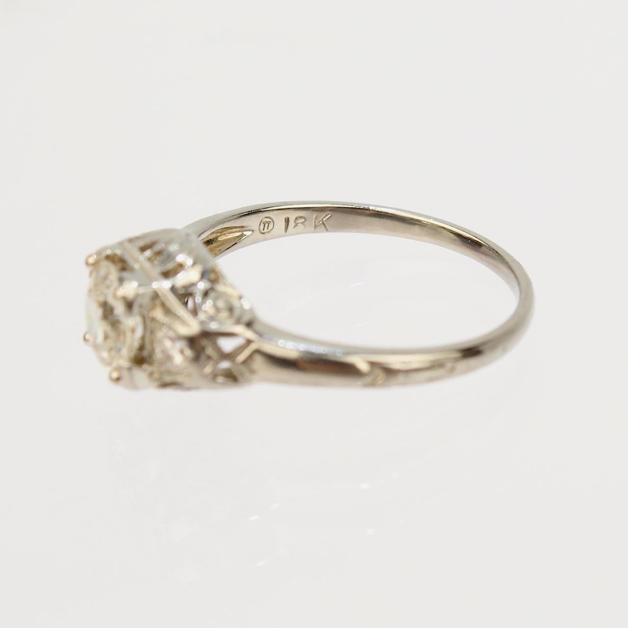 Traub Orange Blossom Art Deco 18 Karat Gold and Diamond Engagement Ring ...