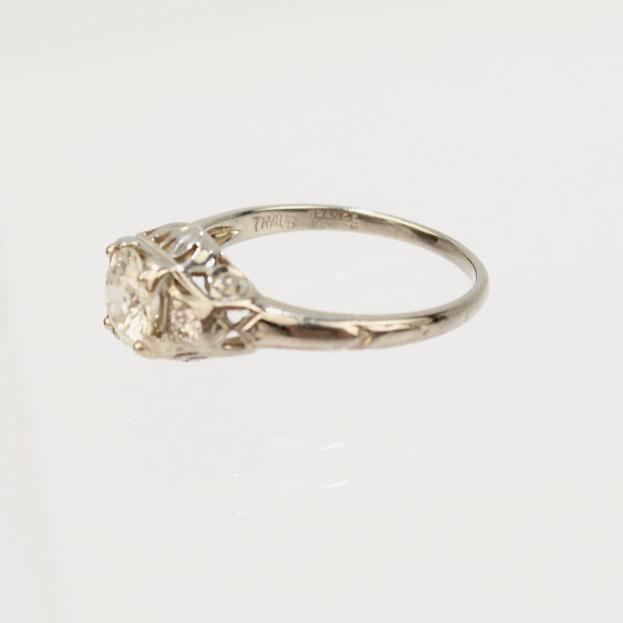 Traub Orange Blossom Art Deco 18 Karat Gold & Diamond Engagement Ring 4