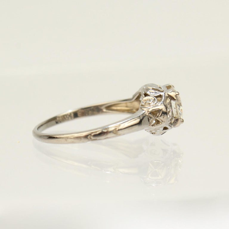 Traub Orange Blossom Art Deco 18 Karat Gold and Diamond Engagement Ring