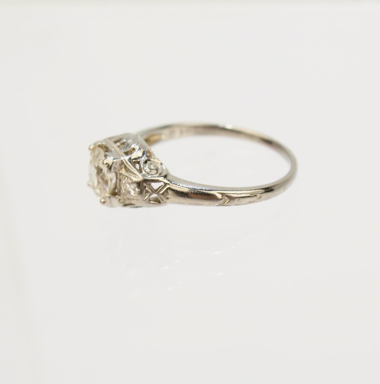 Traub Orange Blossom Art Deco 18 Karat Gold & Diamond Engagement Ring 1