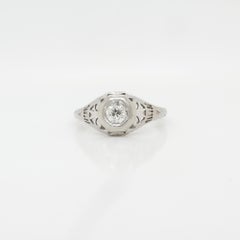 Signed Traub Orange Blossom Art Deco White Gold and Diamond Engagement Ring