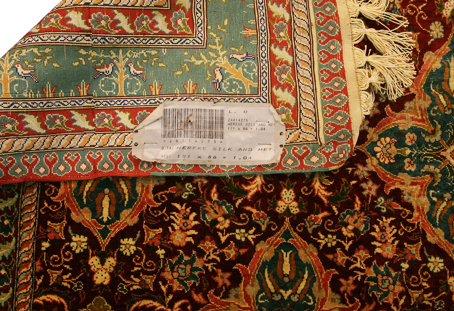 Hereke Silk Rug Extremely Fine For Sale 1