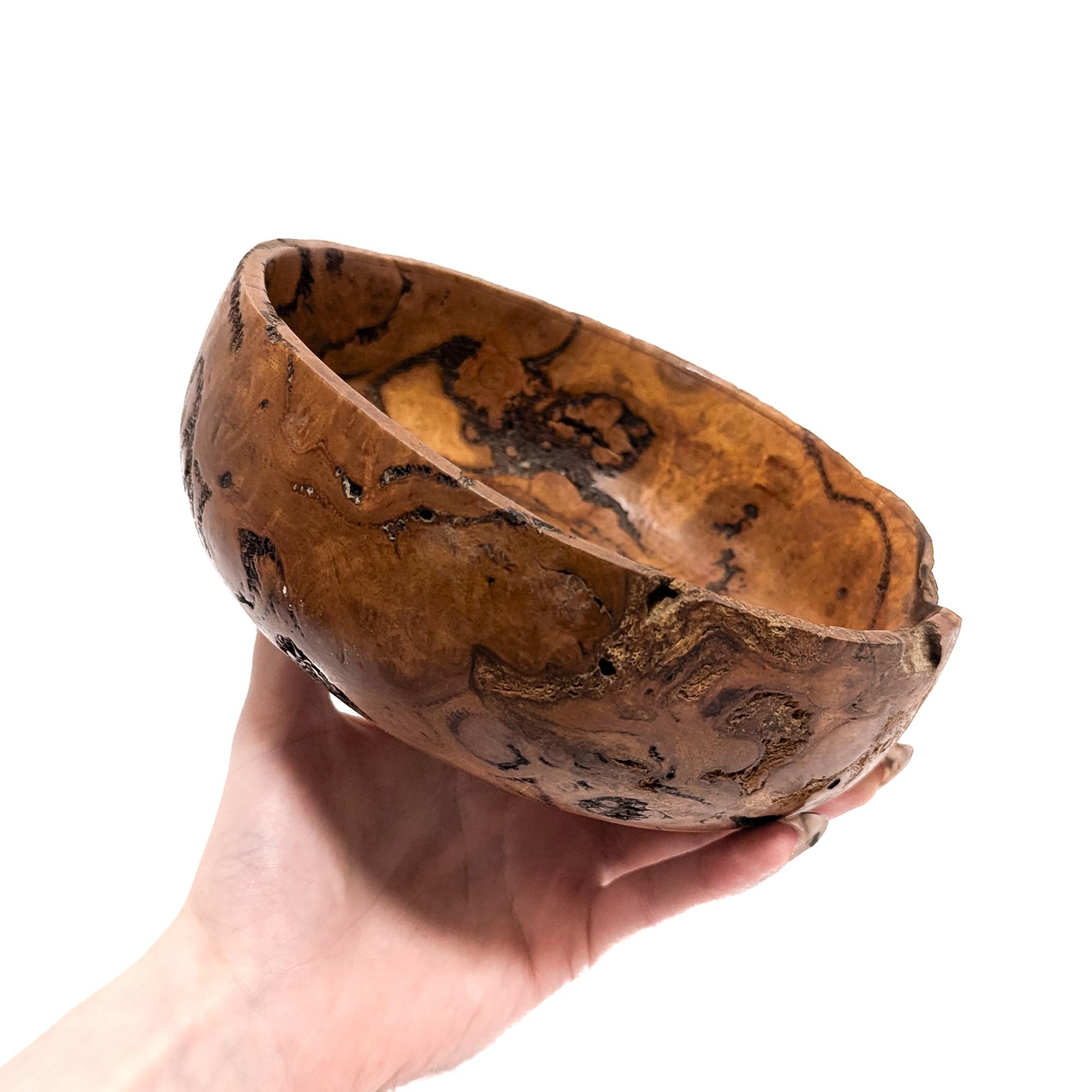 Organique Bol en bois tourné signé en ronce de gomme bleue en vente